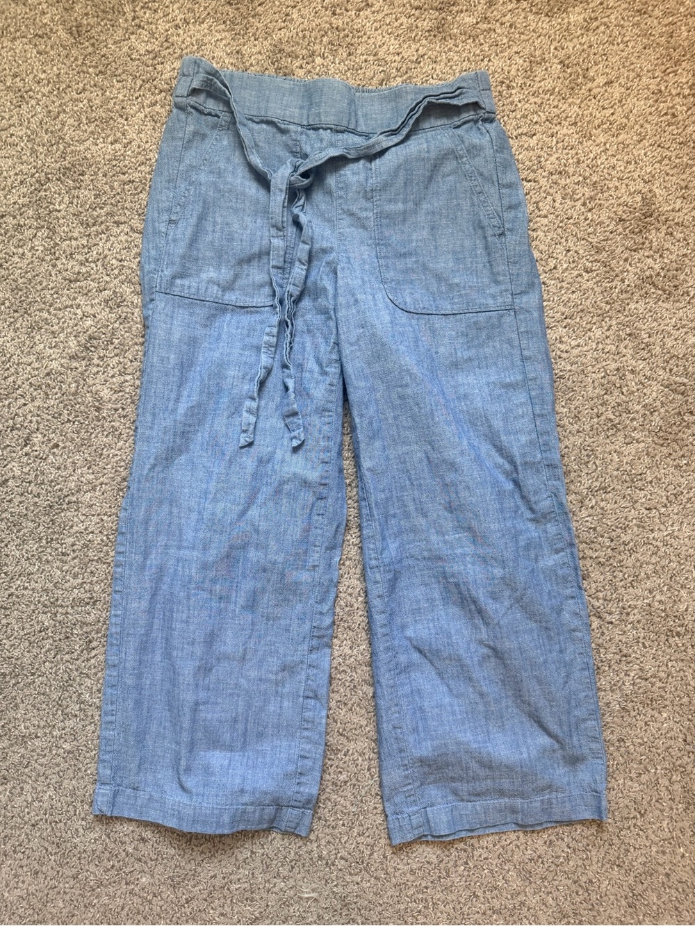 J. Crew Light Blue Elastic-Waist Chambray Pants